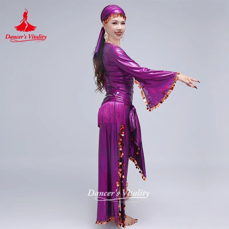 ملابس رقص البطن النساء الترتر رداء + الحجاب + وشاح الورك 3 قطعة Shaabi Baladi Saidi المنافسة الملابس حيوية الراقصة