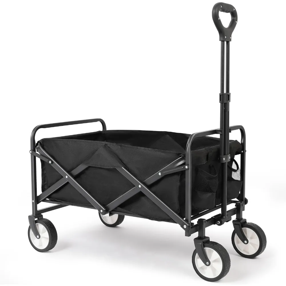 

collapsible wagon cart, portable folding wagon, heavy duty utility foldable outdoor garden wagon cart for beach, sports, shoppin