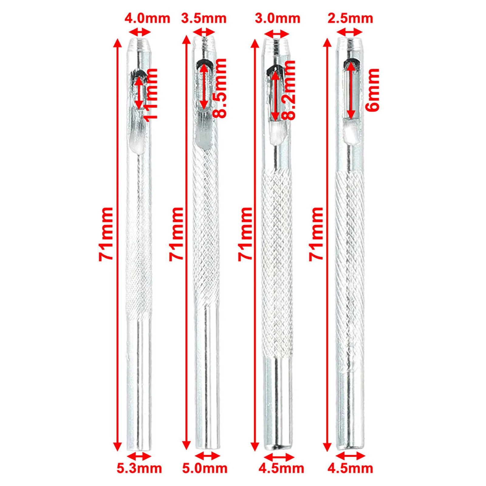 가죽 원형 구멍 펀칭 키트, 시계 밴드 벨트 구멍 펀처, 할로우 공예 DIY 수동 도구, 71mm, 2.5mm, 3/3mm, 4 개