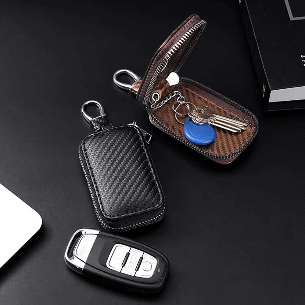 Portable Leather Key Pouch Bag Multifunctional Large-Capacity Key Holder Organizer Pouch Zipper Coin Purse Men Women