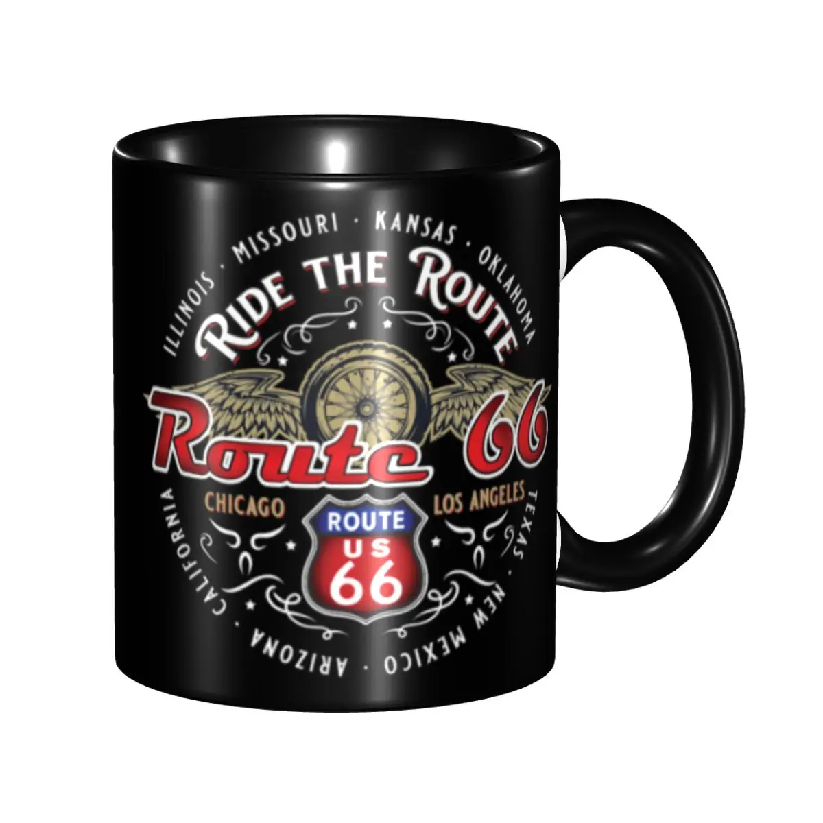 Route 66 Motorcycle Tour Mugs Customized Ceramic Coffee Mug Creative Present