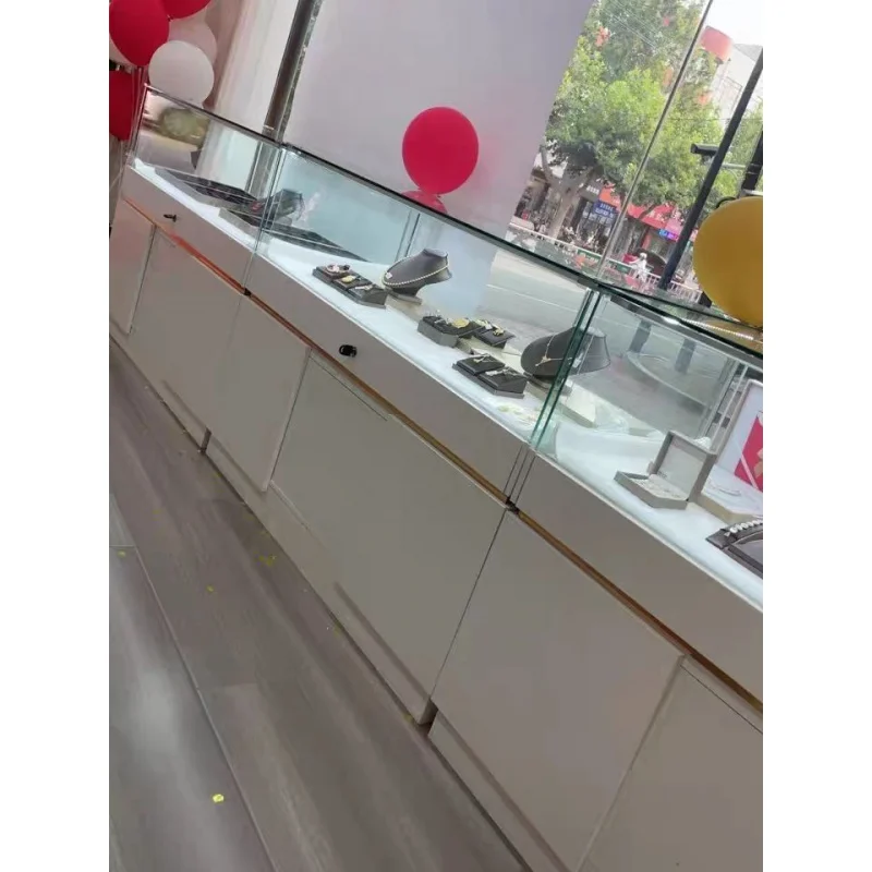 Benutzer definierte, hochwertige Einzelhandel geschäft Schmuck Glas Display Zähler Design Schmucks chrank Geschäft Möbel Vitrine