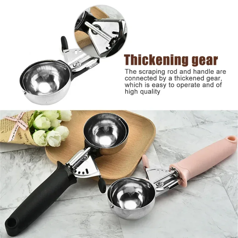 Ice Cream Scoop Stainless Steel Ice Cream Spoon Metal Icecream Cookie Scoop Melon Fruit Baller Ice Ball Maker Kitchen Tools