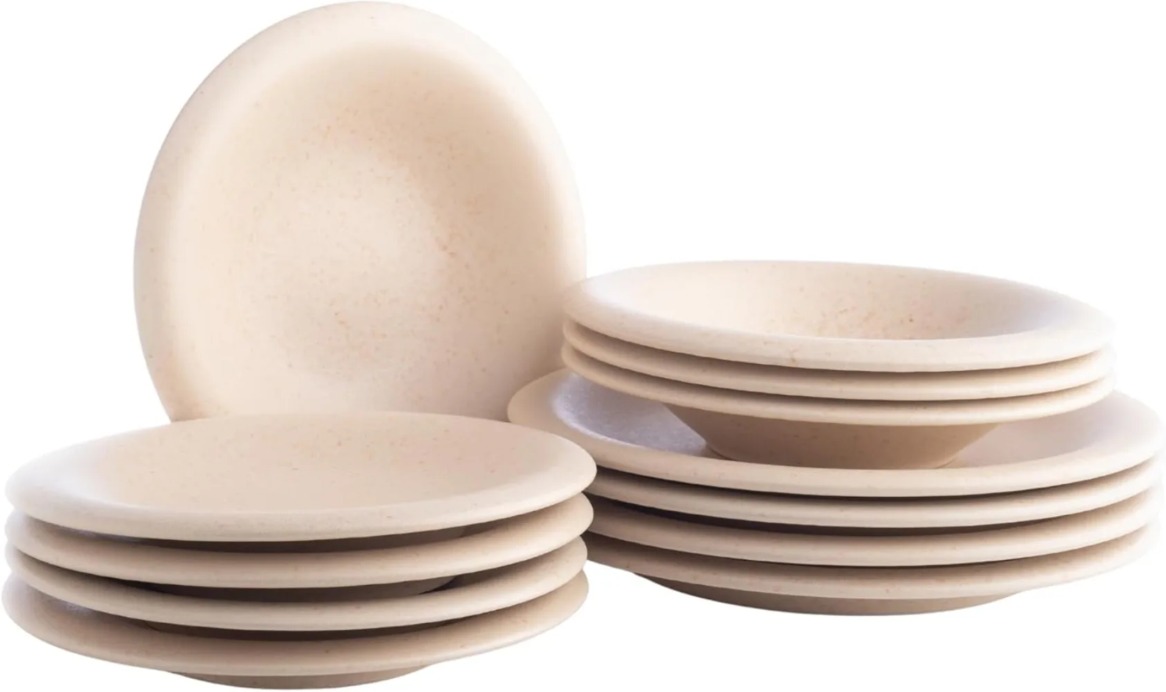 Porto by Stone Lain Aro 12-Piece Premium Kitchen & Dining Dinnerware Set Stoneware, Cream Matte, Crafted in Portugal