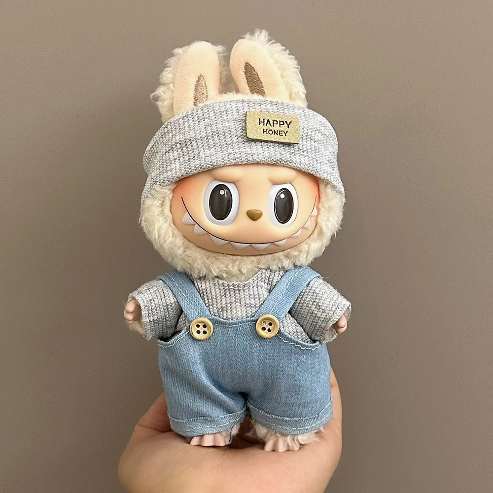 Fashion Mini Plush Doll Labubu Fashion Clothing Set Accessories 15-17cm Labubu Work Pants Set Clothing Gifts