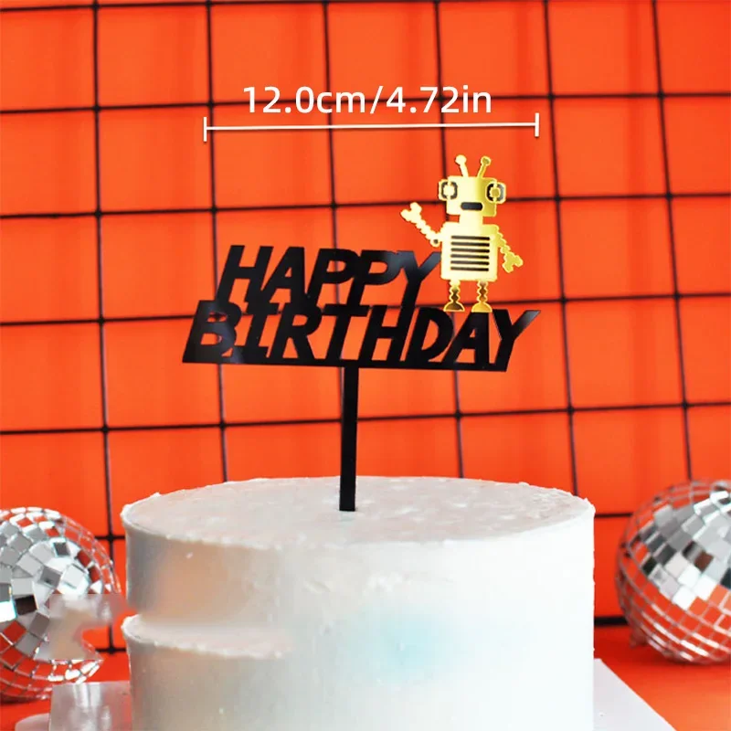 Roboter Gear Cake Topper Interaktive Roboter Dekor Alles Gute zum Geburtstag Jungen Party Cupcake DIY Roboter Thema Dekorationen Party Supplies – Detail 14