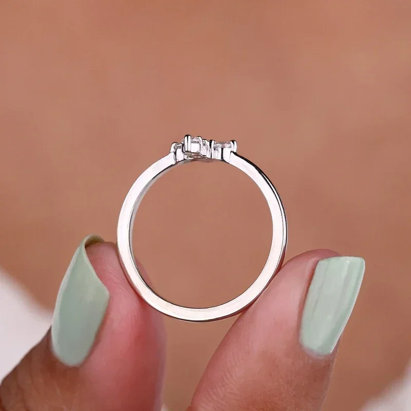 CAOSHI Dainty Cross Shape Finger Ring Female Daily Wearable Jewelry with Bright Zirconia Fashion Silver Color Accessories Gift