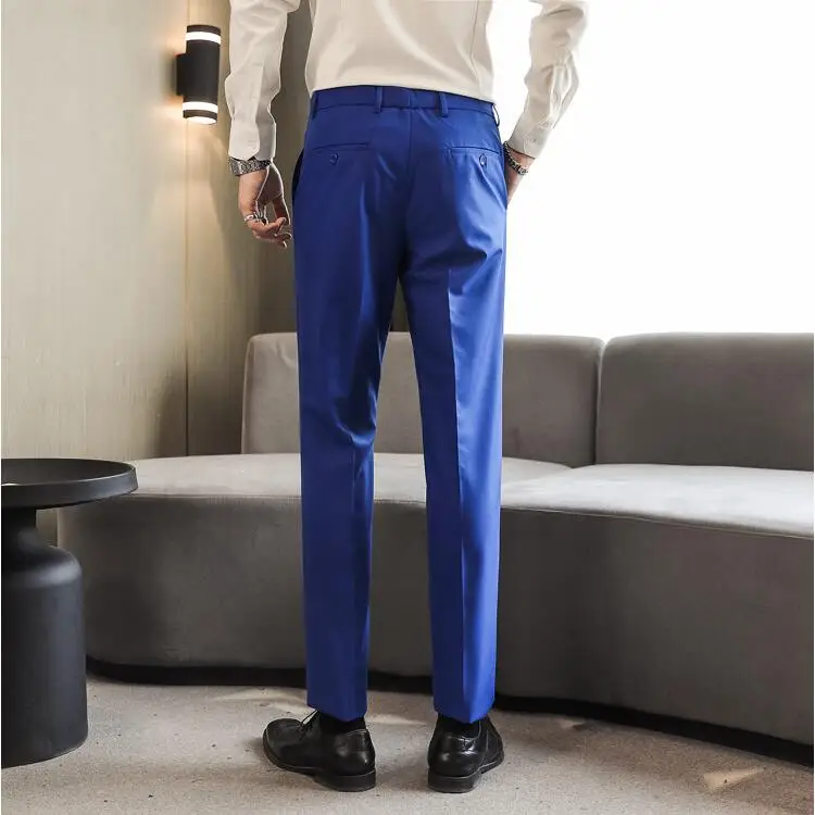 Men Dress Pants Solid Color Slim Fit Business Casual Office Wedding Formal Trousers High Quality Men Clothing Suit Pants 29-40