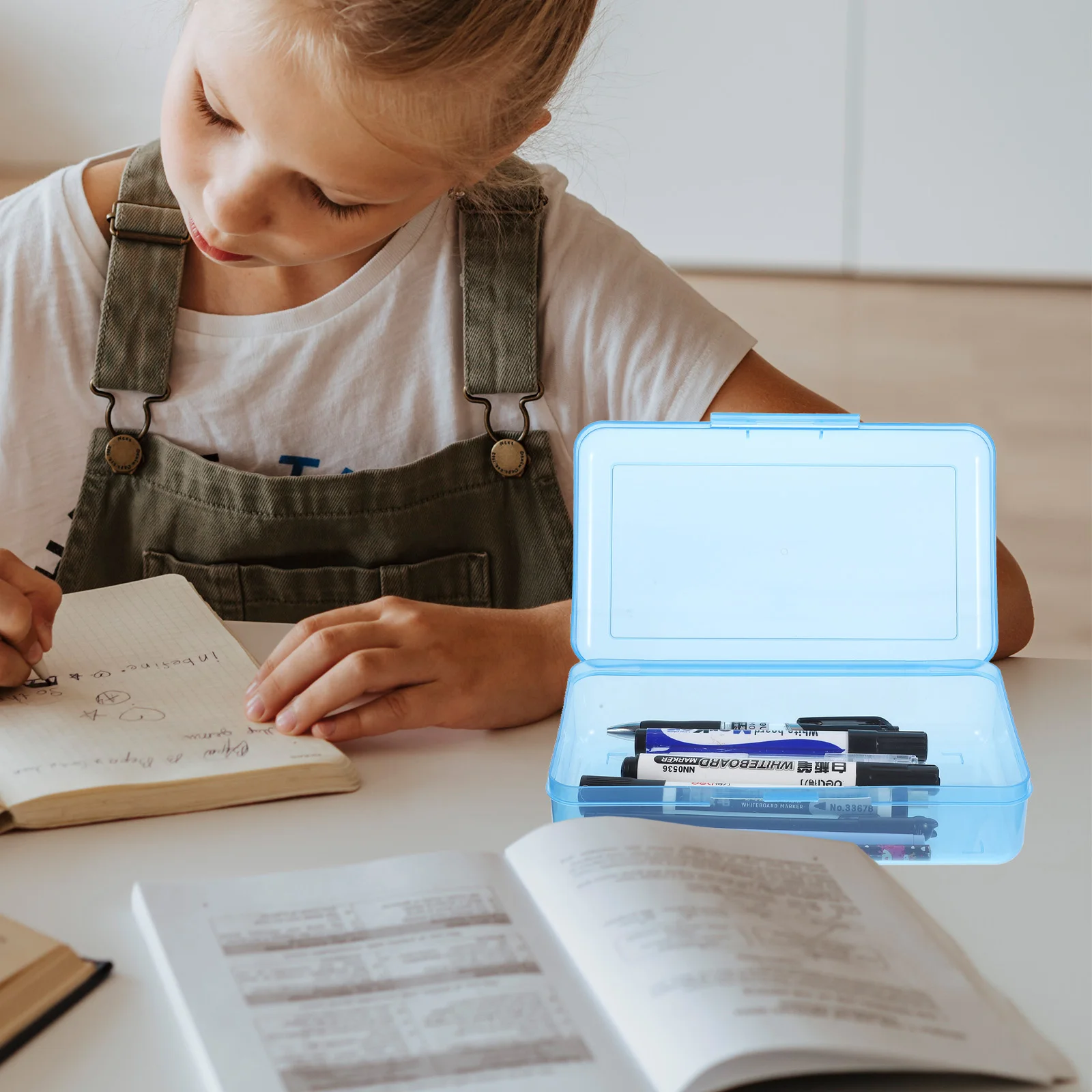 

Transparent Pencil Box Large Capacity Plastic Stationery Containers School Blue 1212 Ceramic White Upgrade Version Storage Case