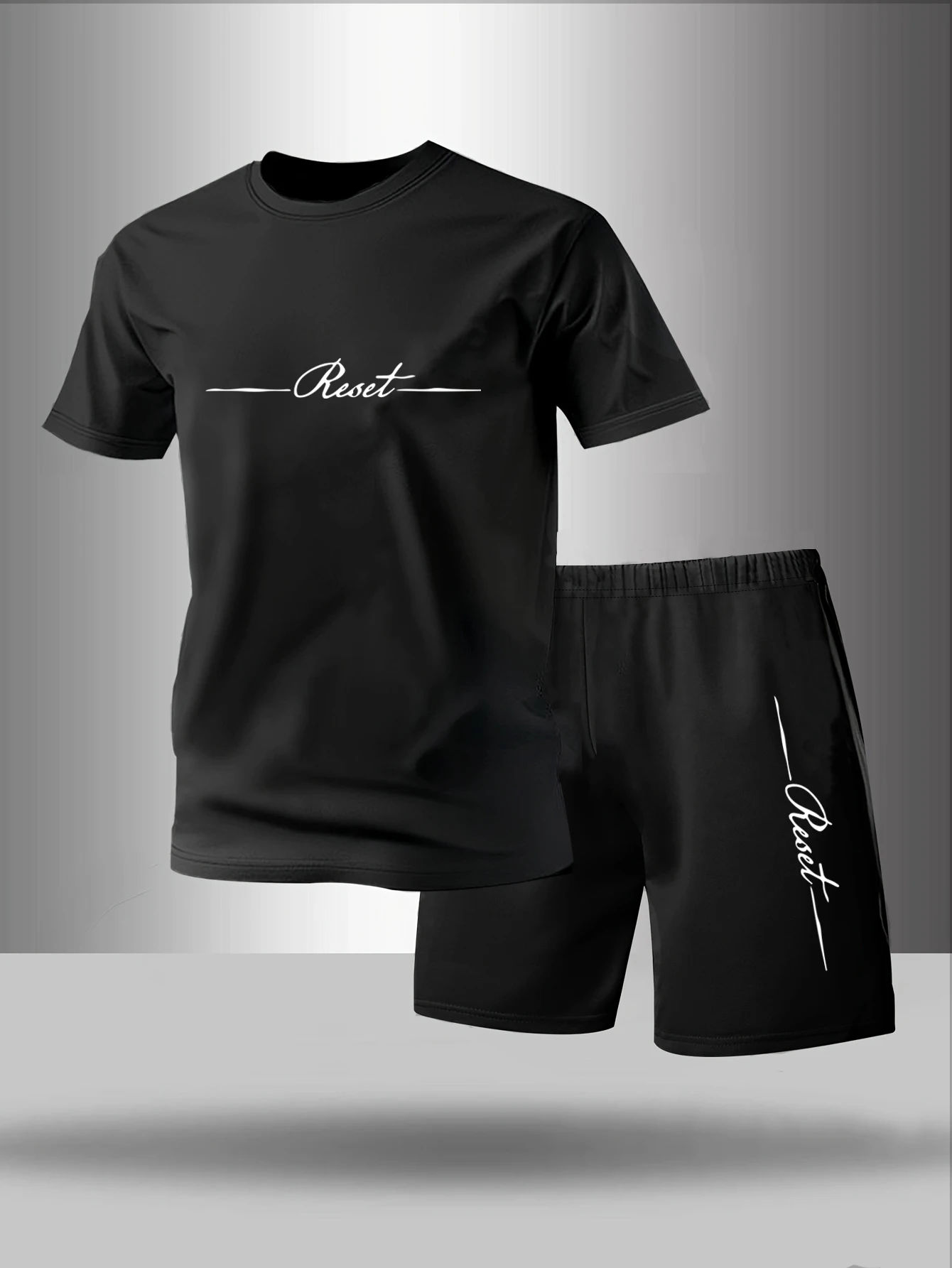 

Two piece men's pajamas for spring summer autumn winter short sleeved shorts fashionable letter pattern home suit set