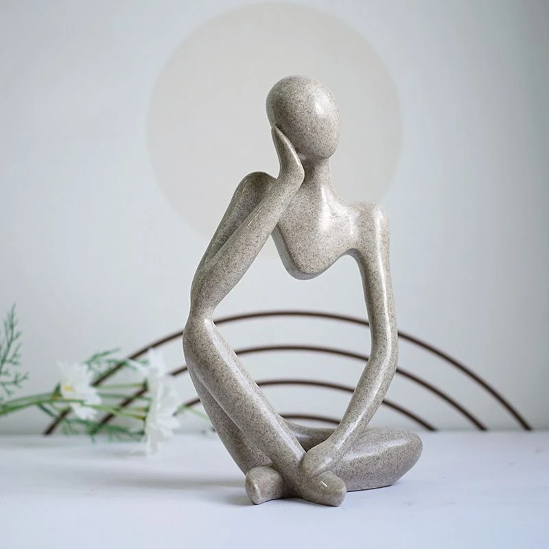 Large Size 31CM Abstract Human Figurine Creative Thinker Decor for Home Yoga Studio Exhibition Hall Living Room
