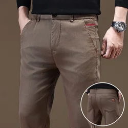 Men's Fashion High Quality Business Casual Pants Formal Occasion Work Wear Trousers Black Dark-grey Coffee Straight Leg Pants