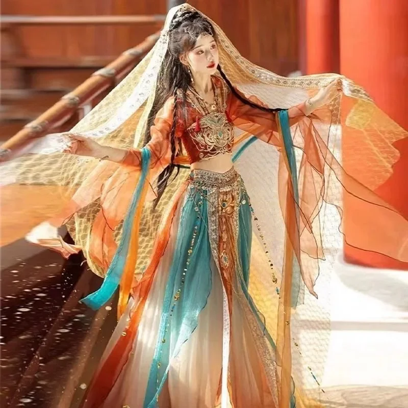 2024 Dunhuang Hanfu Female Dance Han Elements Tianzhu Princess Western Regions Goddess Chinese Traditional Costume Exotic Style