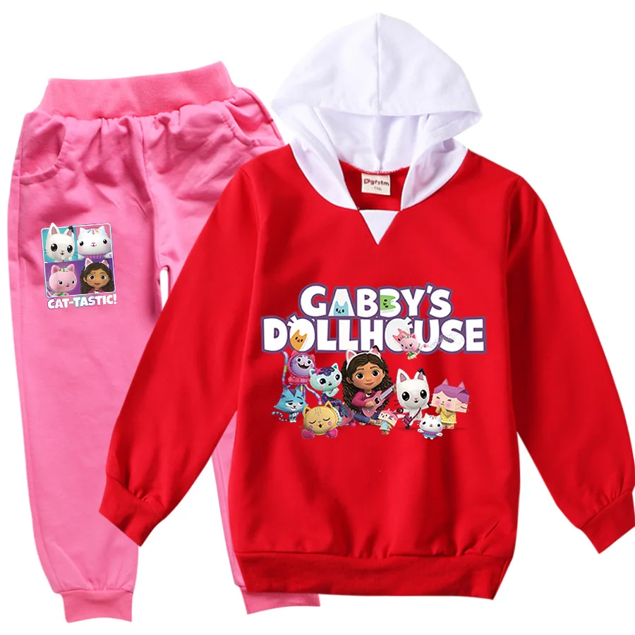 Gabby Doolhouse Clothes Kids Cats Ears Hoodies SweatPants 2pcs Sets Toddler Girls Boutique Outfits Boys Clothing Set