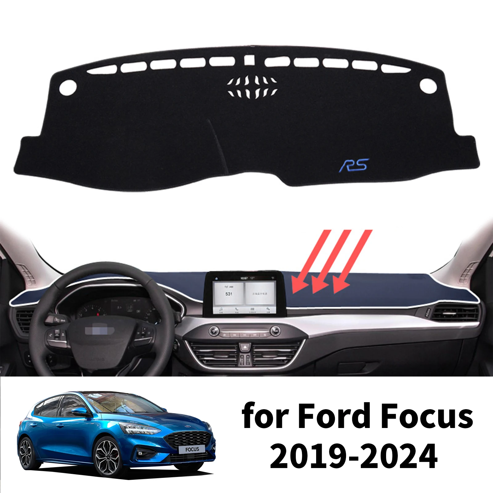 

Car Dashboard Mat for Ford Focus RS ST 2019 2020 2021 2022 2023 2024 Dash Mat Dashmat Sunshade Protective Carpet