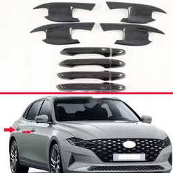 For Hyundai Azera Grandeur 2020 2021 Carbon Fiber Side Car Door Handle and door Bowl Cover Trim Sticker Car Styling Accessories