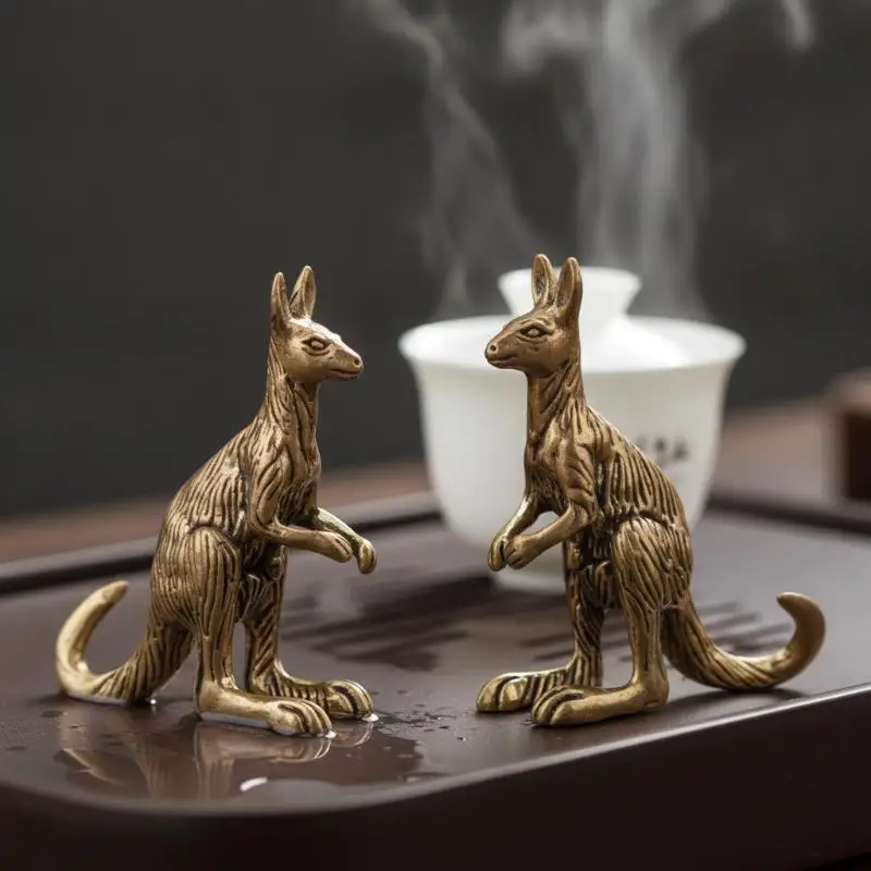 2026 NEW Exquisite Carved Retro Brass Kangaroo Figurine Metal Statue For Home Desktop Garden Decor Art Collection Gift Ornament