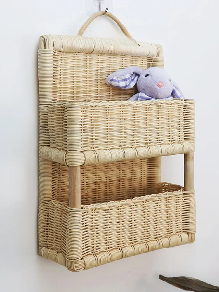 

Nordic Style Wicker Weaving Wood Storage Basket Decorative Wall Hanging Basket Home Organization Utility Basket