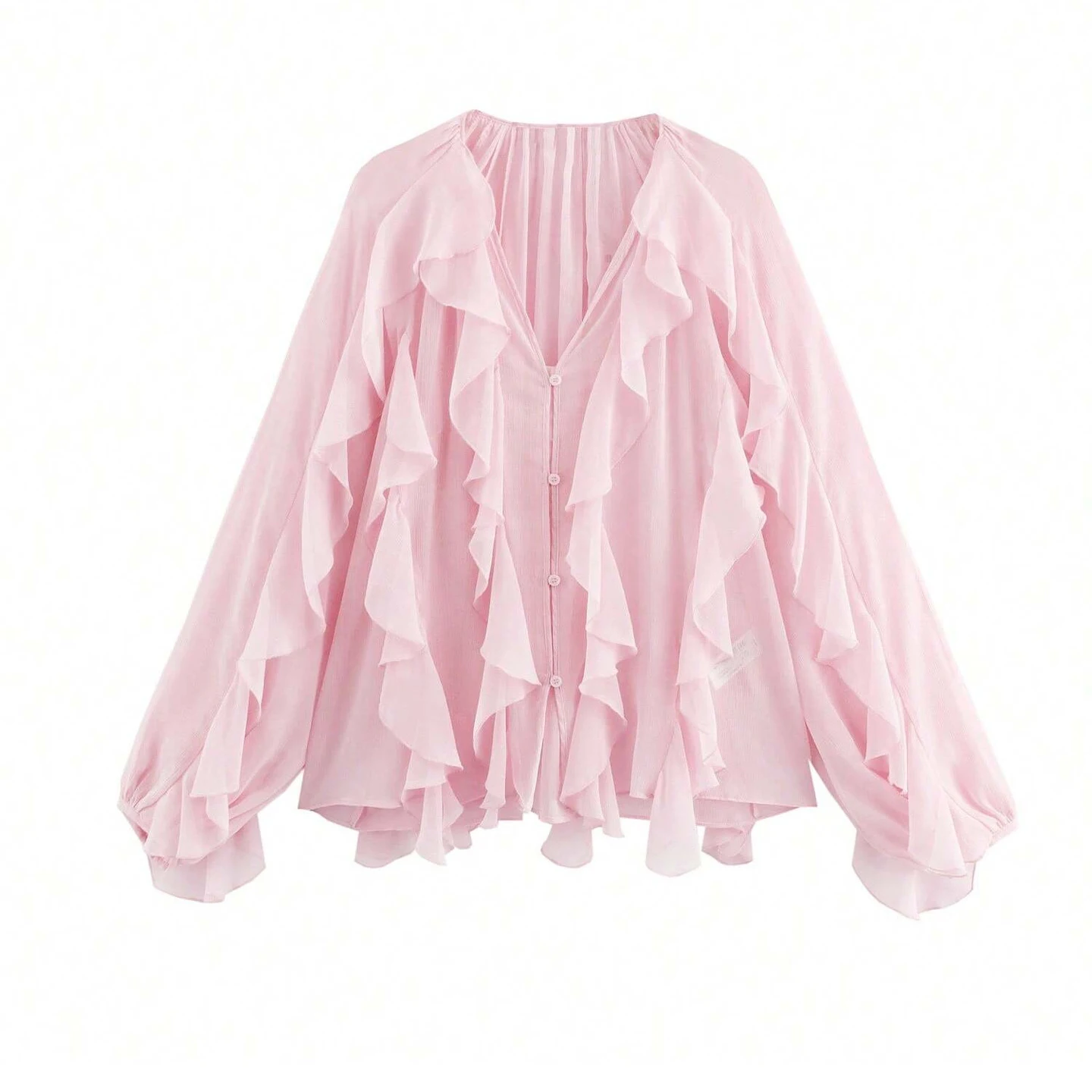 الخريف Rfffled حافة قميص للنساء الأمريكية الخامس الرقبة الربط بلوزة بلون المألوف أنيقة الإناث شرابة القمصان