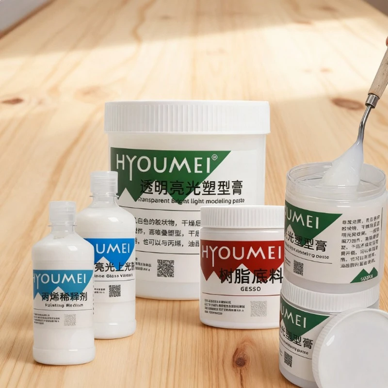 500g/1200g Modeling Paste Resin Base Diluent Acrylic Oil Painting Medium for Improve Pigment Adhesion