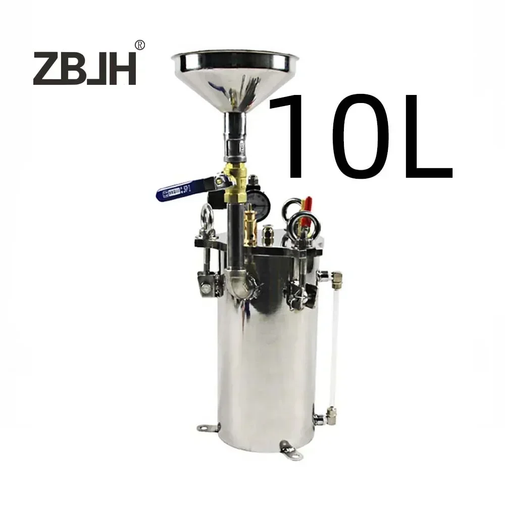 Tipo embudo de acero inoxidable de 10L, dispensador de pegamento, depósito de tanque de olla a presión con embudo (aceptar 1 ~ 100L personalizado)