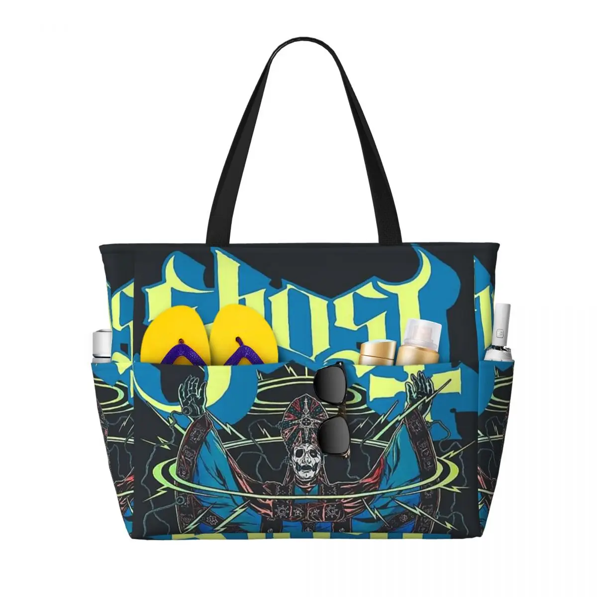 

Rock Band Ghost BC Пляжная большая сумка Спортивная сумка для занятий йогой в тренажерном зале Большая большая сумка Женская дорожная сумка Сумка для фитнеса