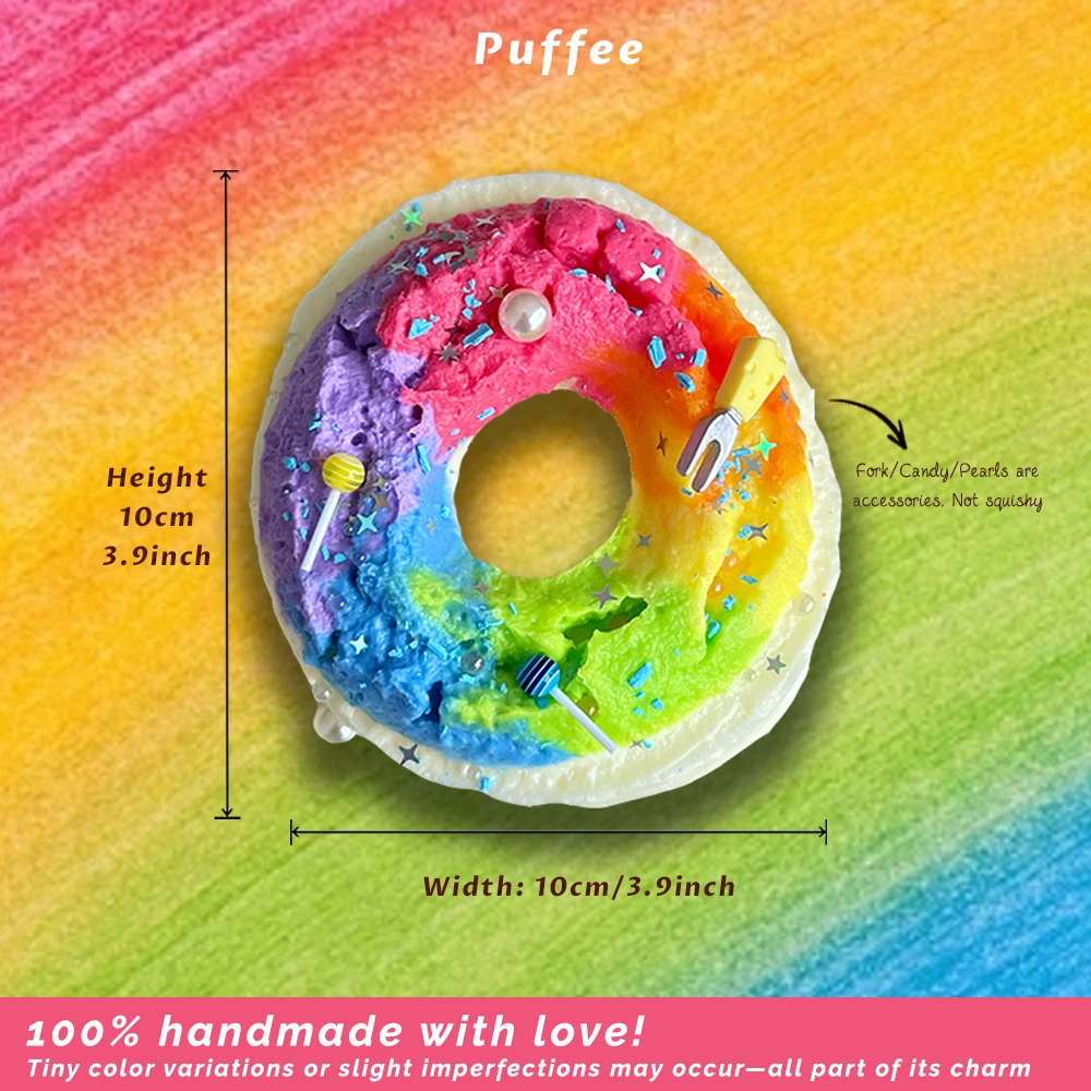 Regenbogen-Bagel-Squishy aus lebensmittelechtem Silikon, cremiges weiches Klebespielzeug, Taba-Squishy, Happy Game Kneifbrot-Spielzeug, geeignet für B