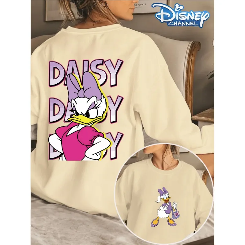 

Disney Daisy Duck Cute Pattern 3D Printed Round Neck Long Sleeve Breathable Quick Drying Loose Comfortable Daily Casual T-shirt