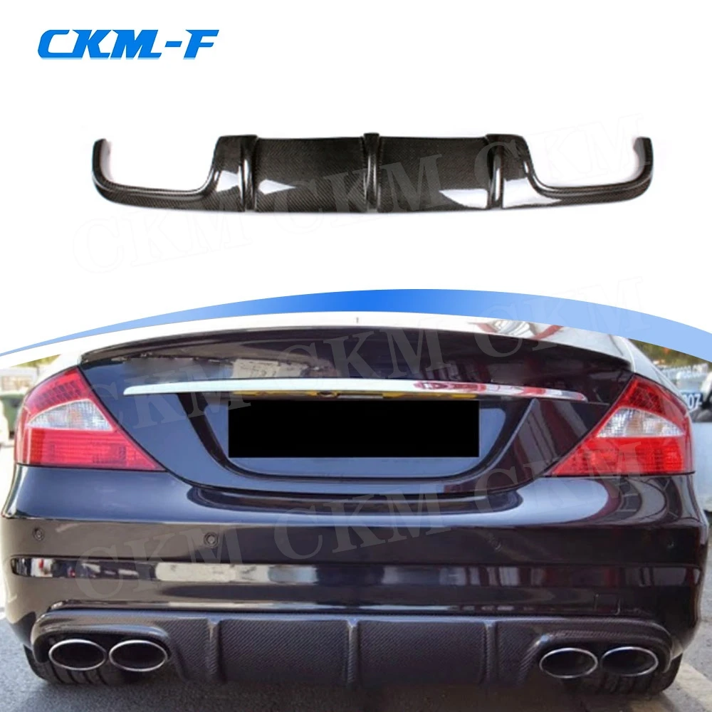 For W219 Carbon Fiber Rear Lip Diffuser Spoiler for Mercedes-Benz CLS Class W219 CLS63 AMG 2004 - 2010 FRP Back Bumper Guard