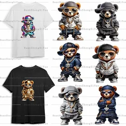 Teddy Bear Heat Transfer Patch Ironing Sticker Clothes DTF Fashion T-shirt Hoodie DIY Jacket Patch Hot Paste Paper