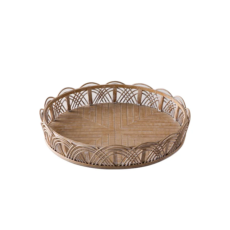 

wabi-sabi wind rattan braided melon and fruit tray, desktop decorative plate, photography decorative photo props, homestay ho