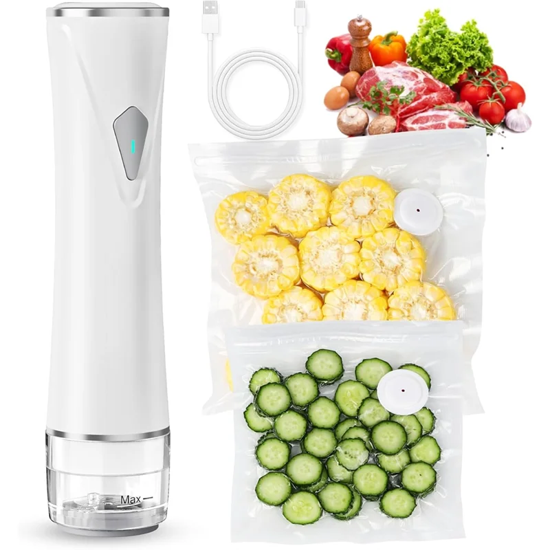 A74G-Vacuum Sealer For Food With Visible Tank, Handheld Vacuum Sealer Machine With 30 Reusable Bags, Wireless & Portable