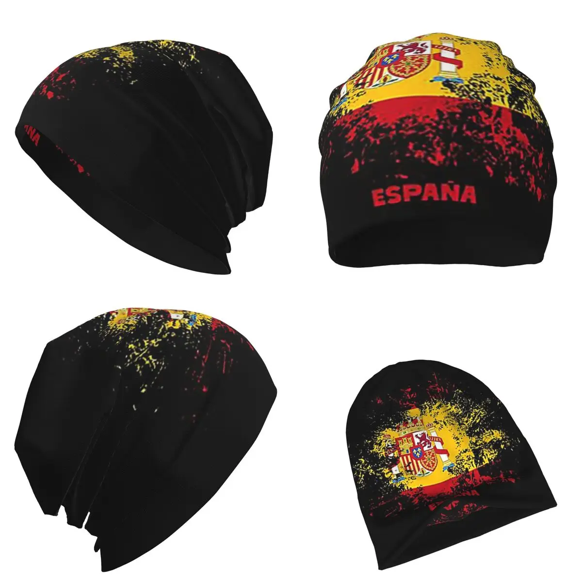 España acuarela bandera española traje cálido gorro de punto gorro de Hip Hop Otoño Invierno gorros al aire libre sombreros para Unisex