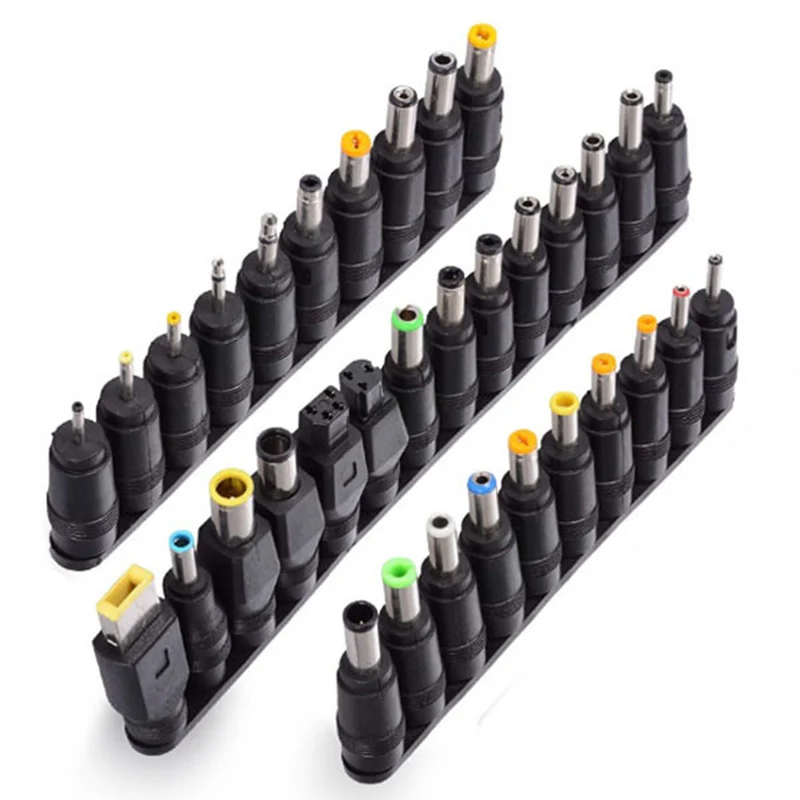 34PCS Connector Jack Plug Power Adapter AC DC Source Connect 5.5MM*2.5MM 5.0MM*2.1MM Tuning Fork Core Pin Universal Adapter Plug