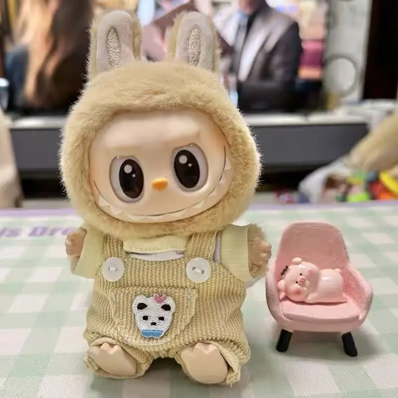 

For Labubu V1/v2 Sitting Baby Clothes Christmas Dress Up Bear Overalls Cute Macaron Labubu Accessories Cute Decoration Clothes