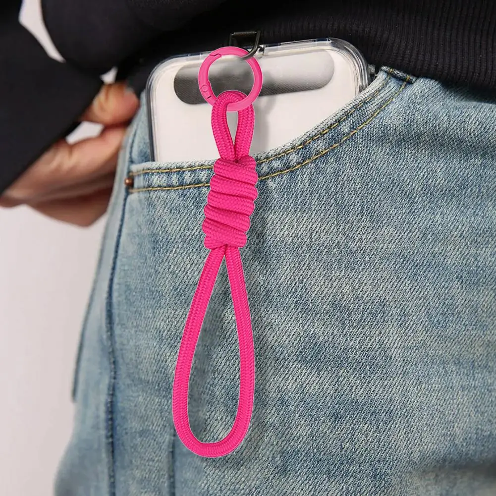 

2Pcs Braided Rope Pendant High-Elastic Keychain Holder with Reinforced Knot Design Macaron Color Mobile Phone Case Lanyard