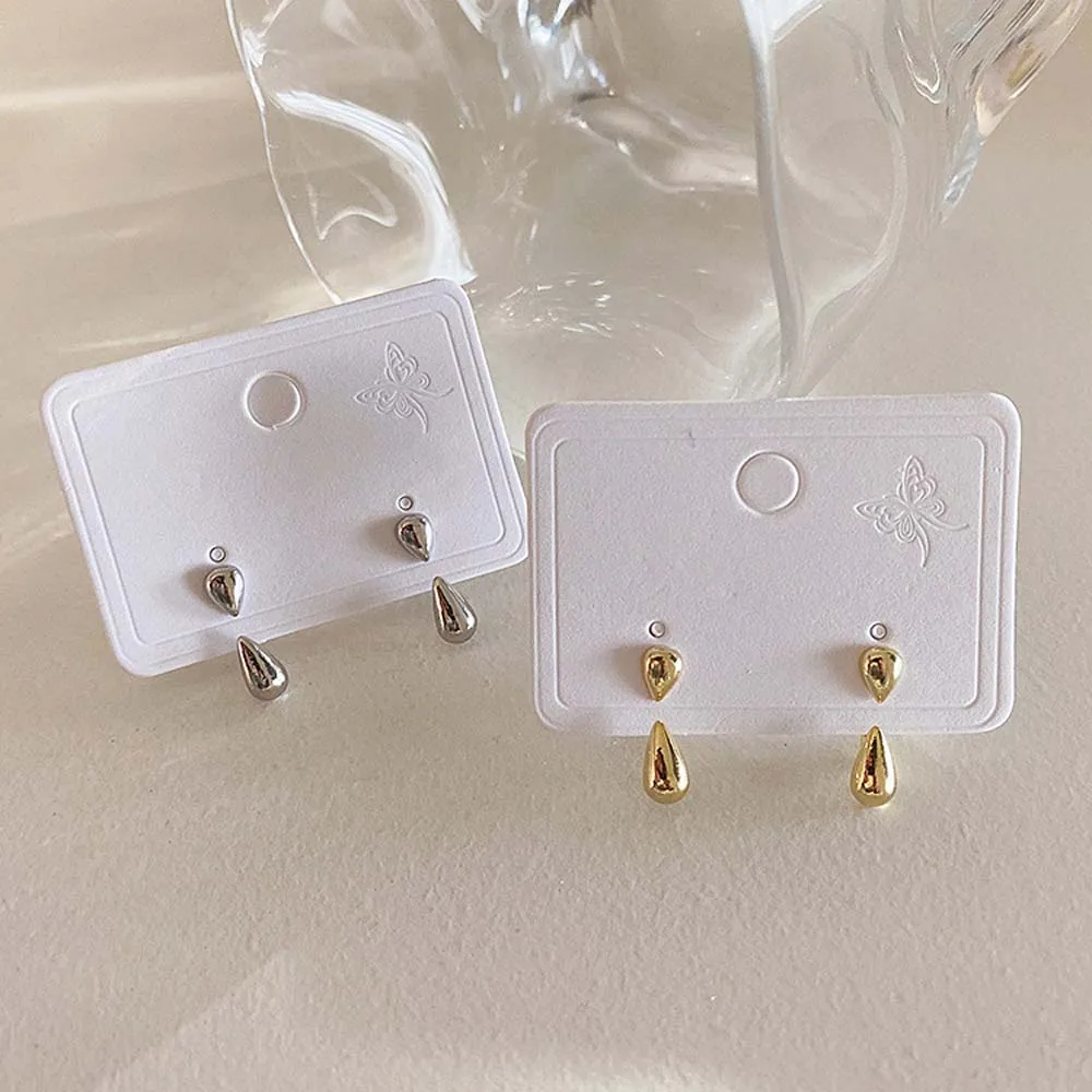 Korean Gold Silver Color Two Ways To Wear Gift Alloy Fashion Jewelry Drop Shaped Earrings Metal Stud Earrings