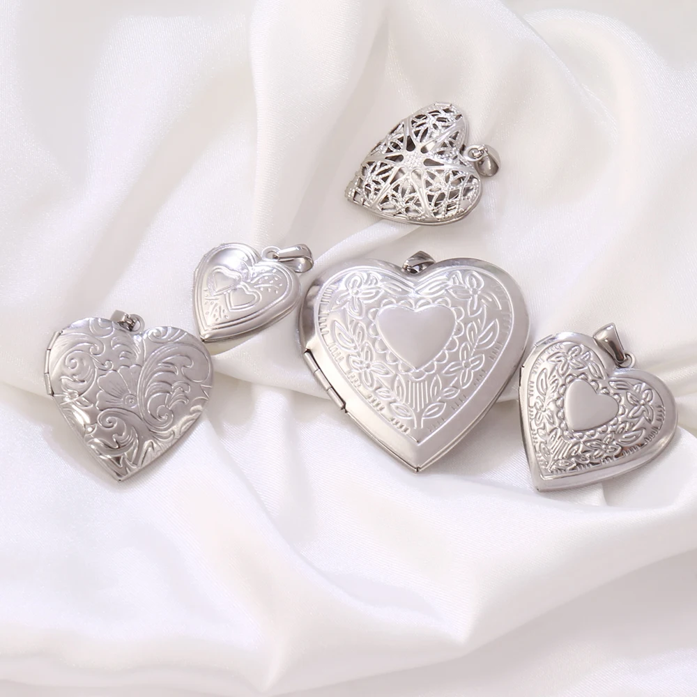 2Pcs Stainless Steel Photo Frame Locket Pendant Heart Openable Locket Photo Locket Frame Charms for Jewelry Making Accessories - view 4