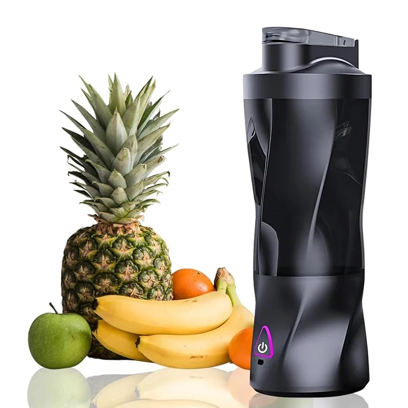 Exprimidor eléctrico de 6 hojas, taza de jugo portátil de 700ml, adecuado para viajes y trabajo, batido de jugo fresco y saludable recargable por USB