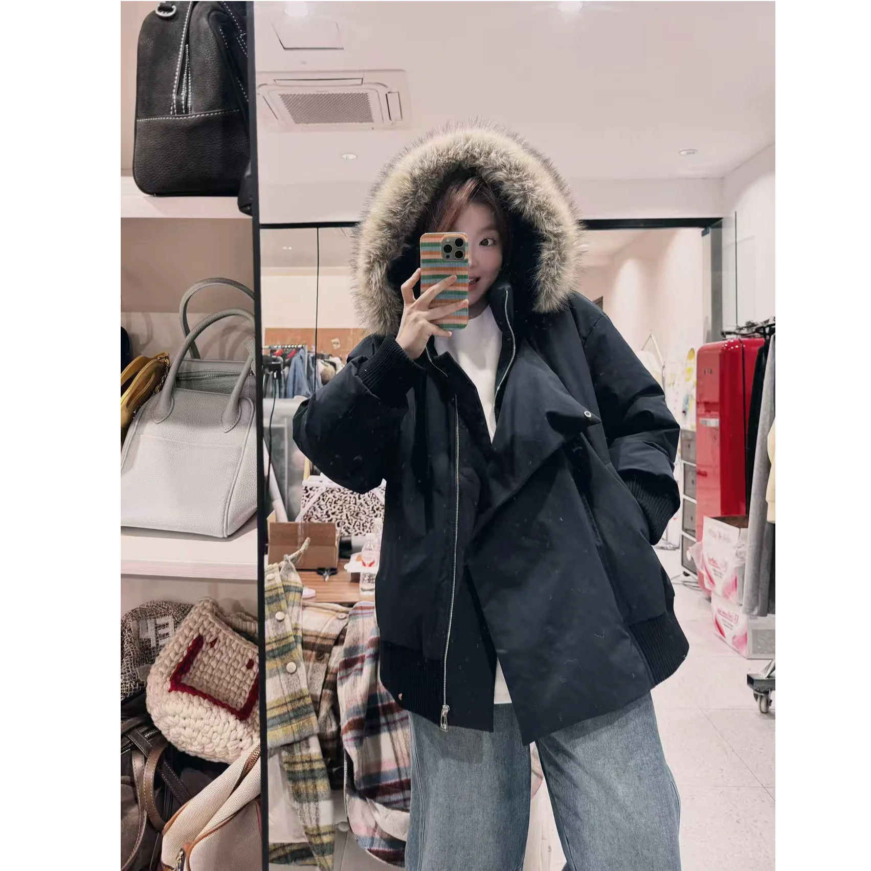 

Зимняя пуховая куртка JINGU с капюшоном, на молнии по бокам, теплая, повседневная, с несъемным капюшоном, утолщенная