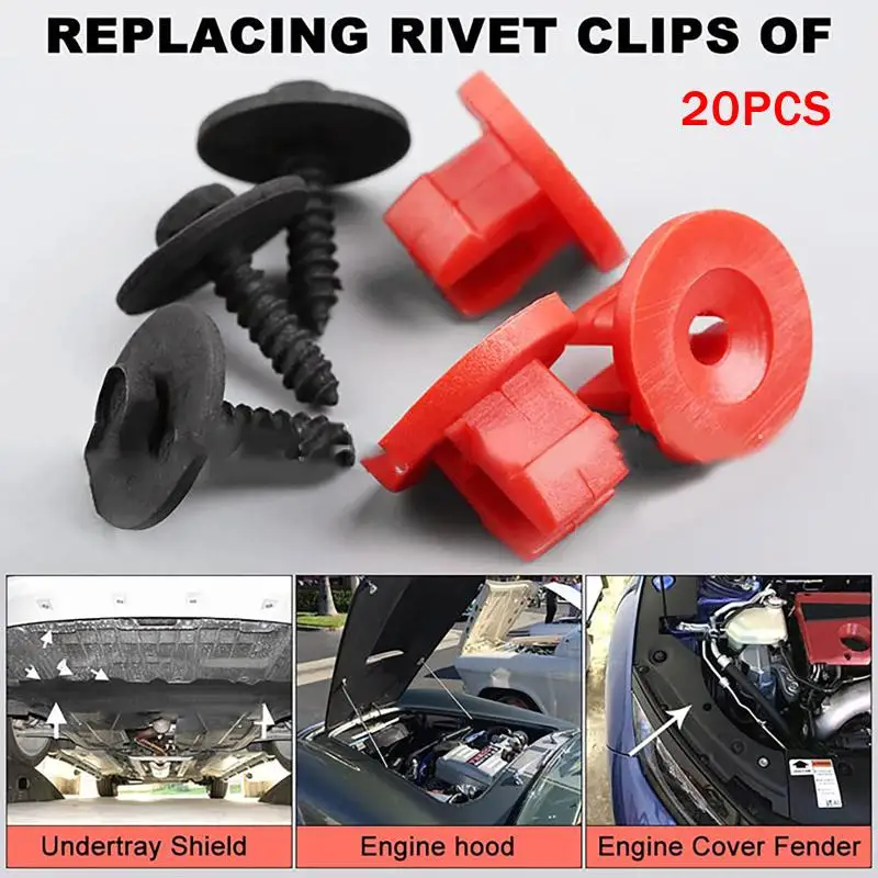 20PCS Plastic Engine Undertray Cover Clips Screws For V50 C30 For Focus Ii 04-11 C-max 03-10 For Mondeo Mk3 00-07