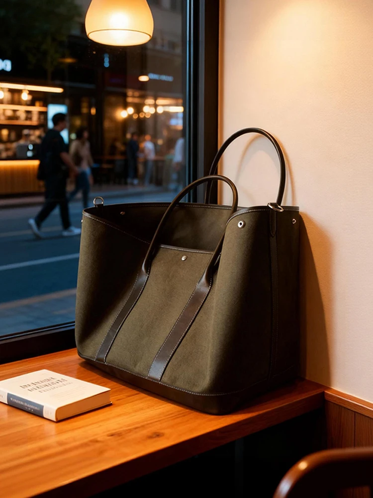 

Large Capaci Canvas Leather Tote Bag Women's 2025 New Sle Commuter Handbag oulder Bag Crossbody Garden Bag