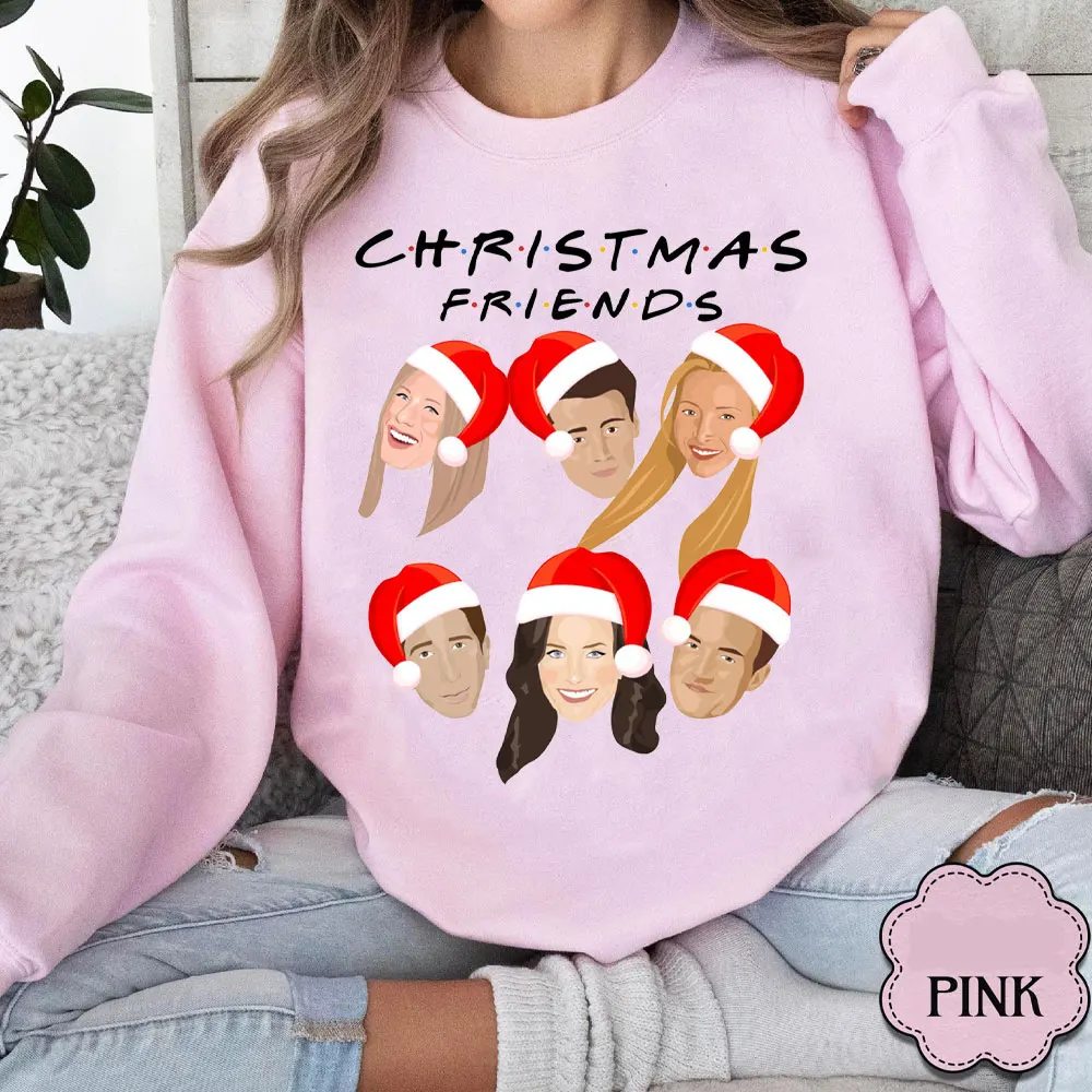 Fashion Friends Tv Show Funny Cartoon Christmas Hat Sweatshirt Winter Clothes Women Round Neck Tops New in Hoodies & Sweatshirts