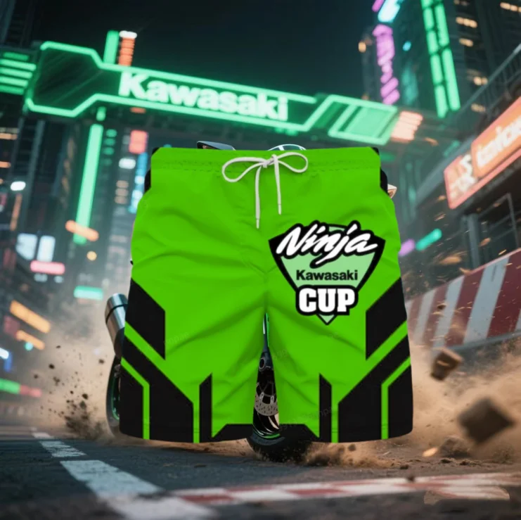 

2025 Men New Shorts Kawasaki Motorcycle Graphic 3D Print Quick Drying Breathable Cool Shorts Men Sports Comfort Hot Sale Shorts