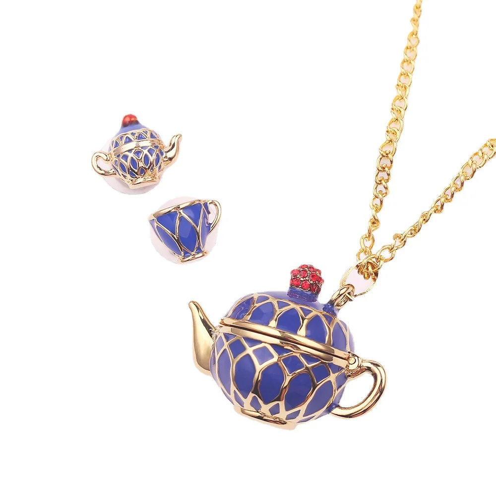 Europe And The United States Fashion Enamel Porcelain Grain Mark Necklace Flagon Pendant Temperament All-match Jewelry