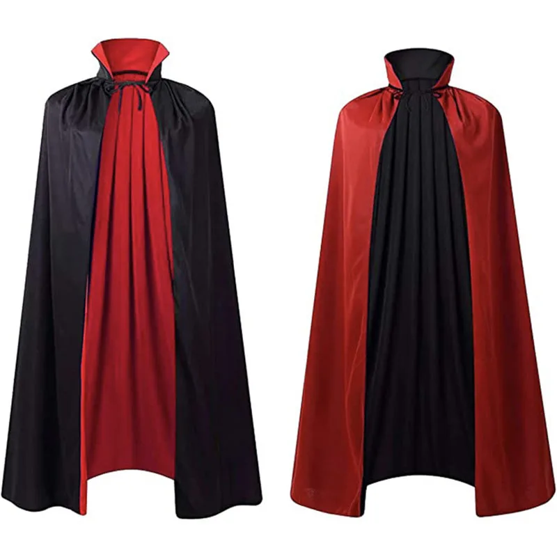 Anime Vampire Cloak Kids Stand-up Collar Cape Black Red Vampire Capes Cosplay Halloween Carnival Party for Boys Girl Clothes