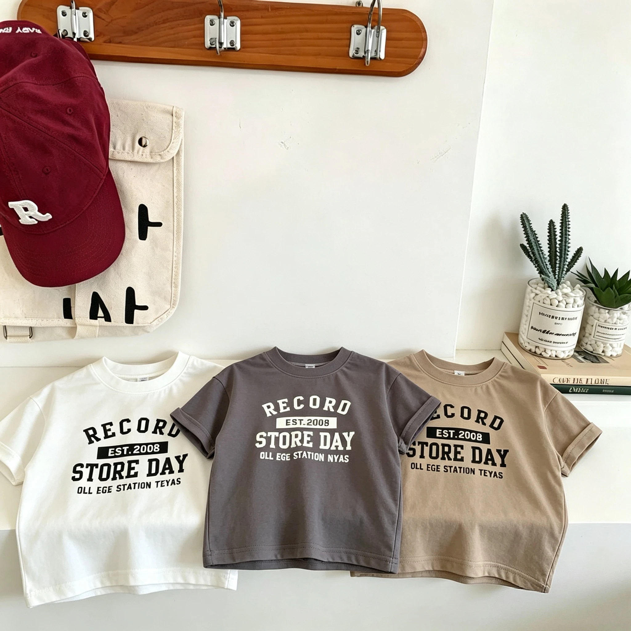 Printed Letters Boys T-shirt Summer Clothing Popular Fashion Kids Short Sleeve Tees Tops Cotton Casual Crewneck T Shirts 1-7 Age