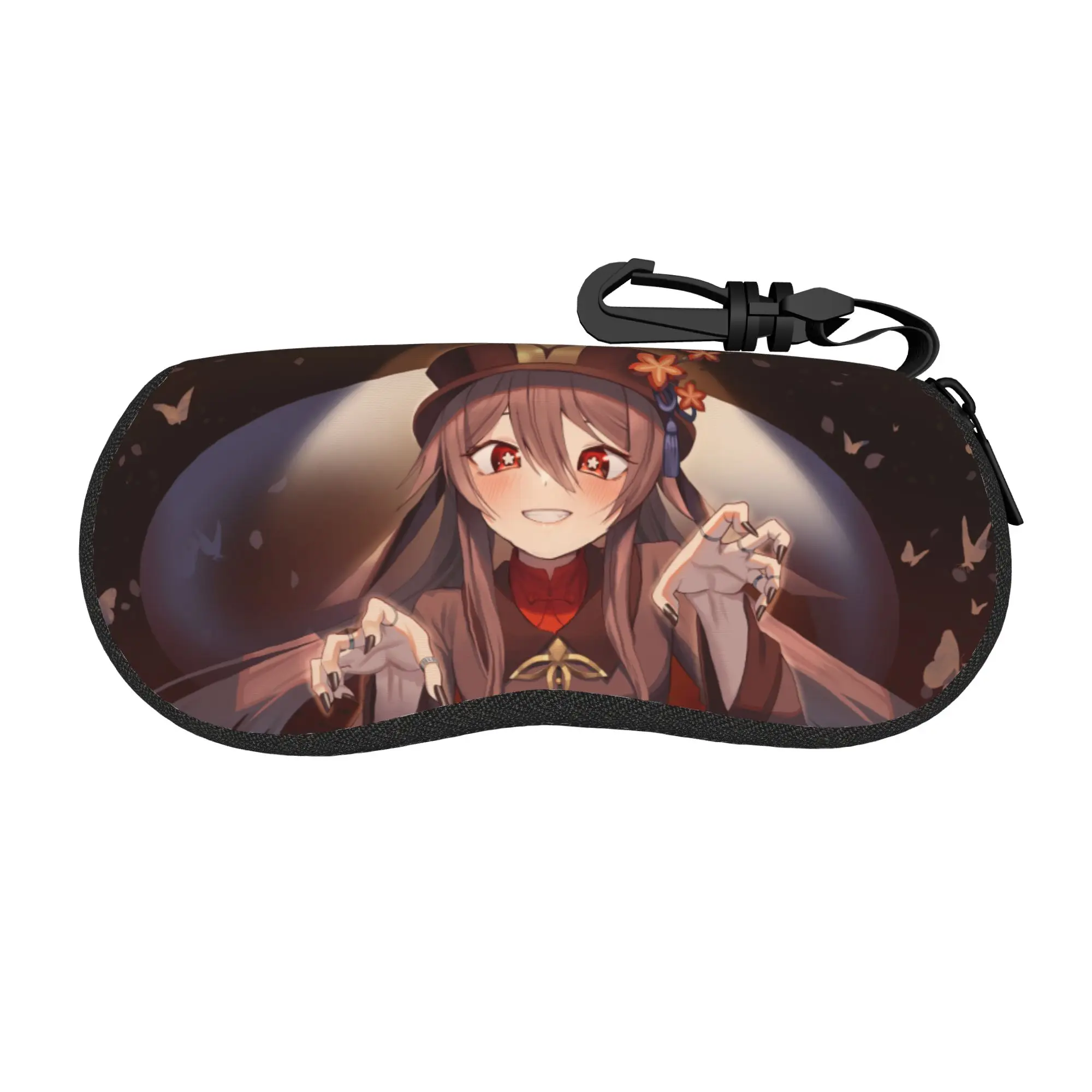 Cute Hu Tao Glasses Case Portable Box Cute Game Genshin Impact Girl Glasses Protector Anti-Pressure Eyewear Container