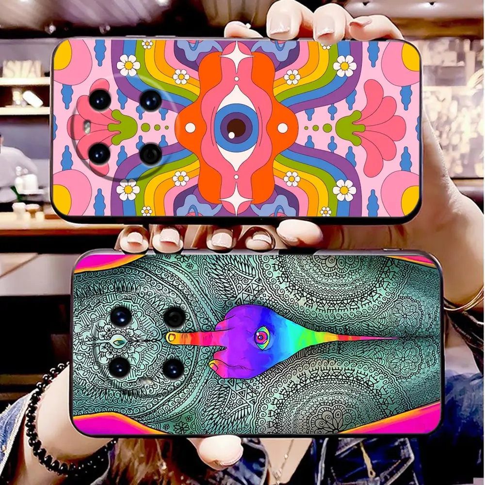 Indie Hippie Art Phone Funda Coque Case For HUAWEI P50 P40 P30 P20 P10 P9 P8 MATE 30 20 20X 10 9 8 TPU Case Capa Shell Cover