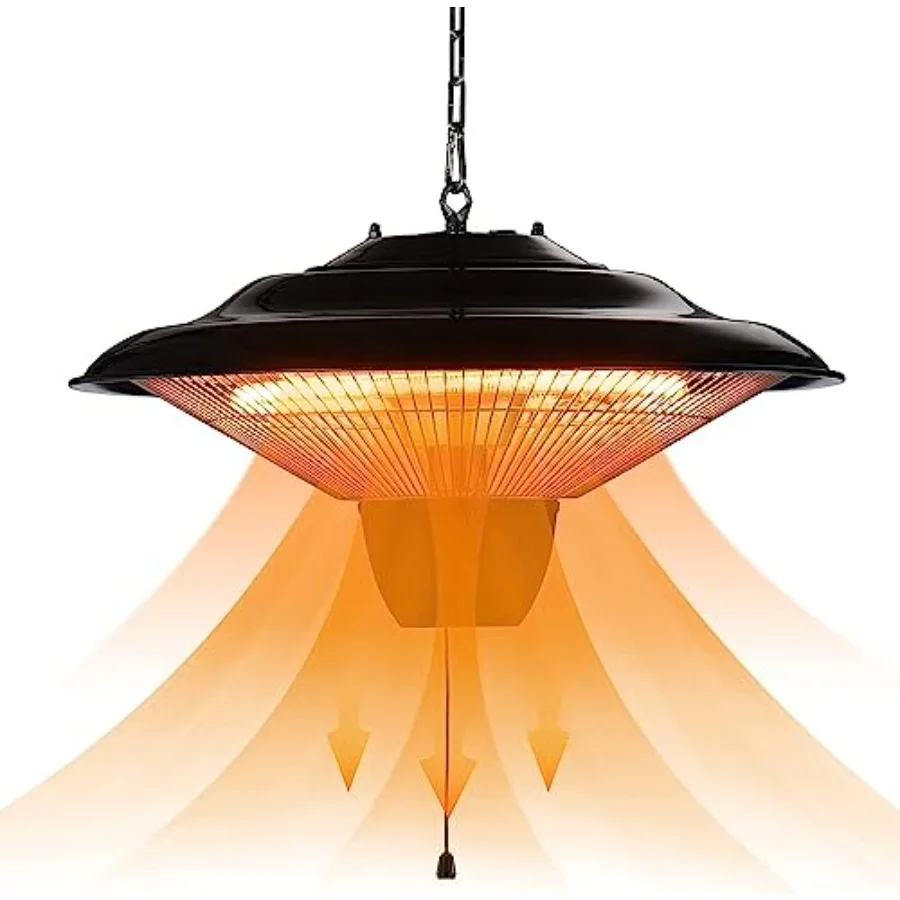 

Электрический подвесной обогреватель для патио мощностью 1500 Вт для наружного двора, балкона, гаража и патио с установкой на потолок, перегревом и